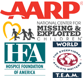 Brand Partners AARP, NCMEC, HFA, World Team Sports